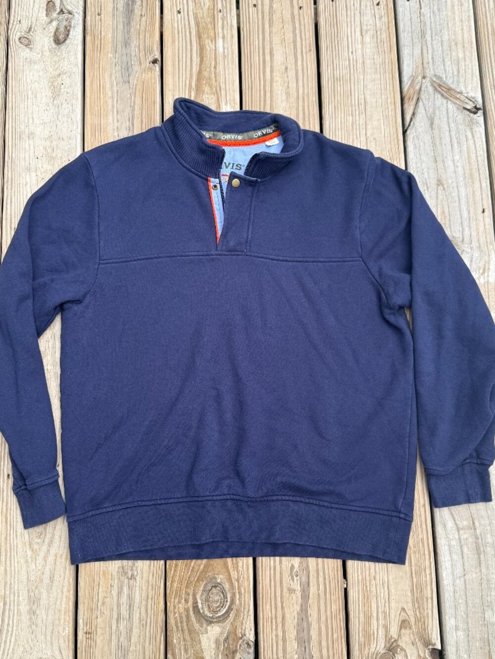 Orvis Navy Quarter Snap Sweatshirt Coastal Grandpa Golfcore Mens XL 3932